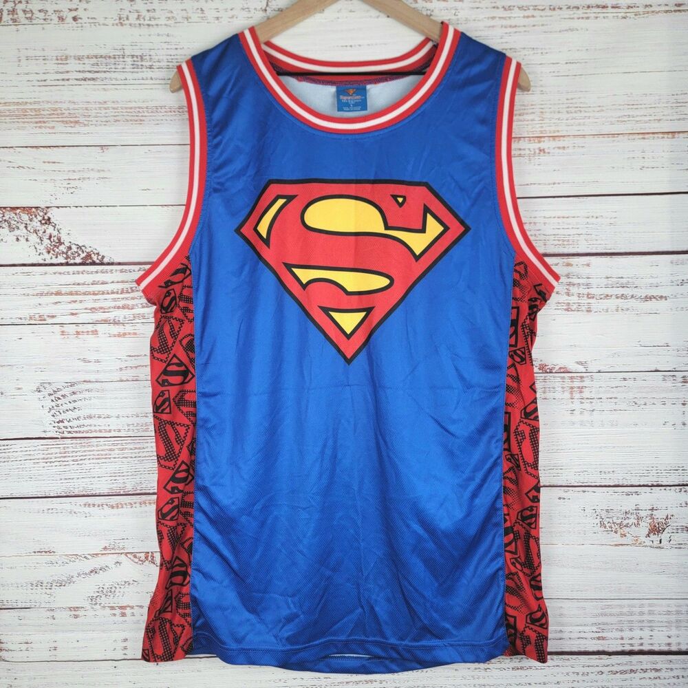 Superman Mens L DC Comics Basketball Jersey  Superman Sleeveless Tank